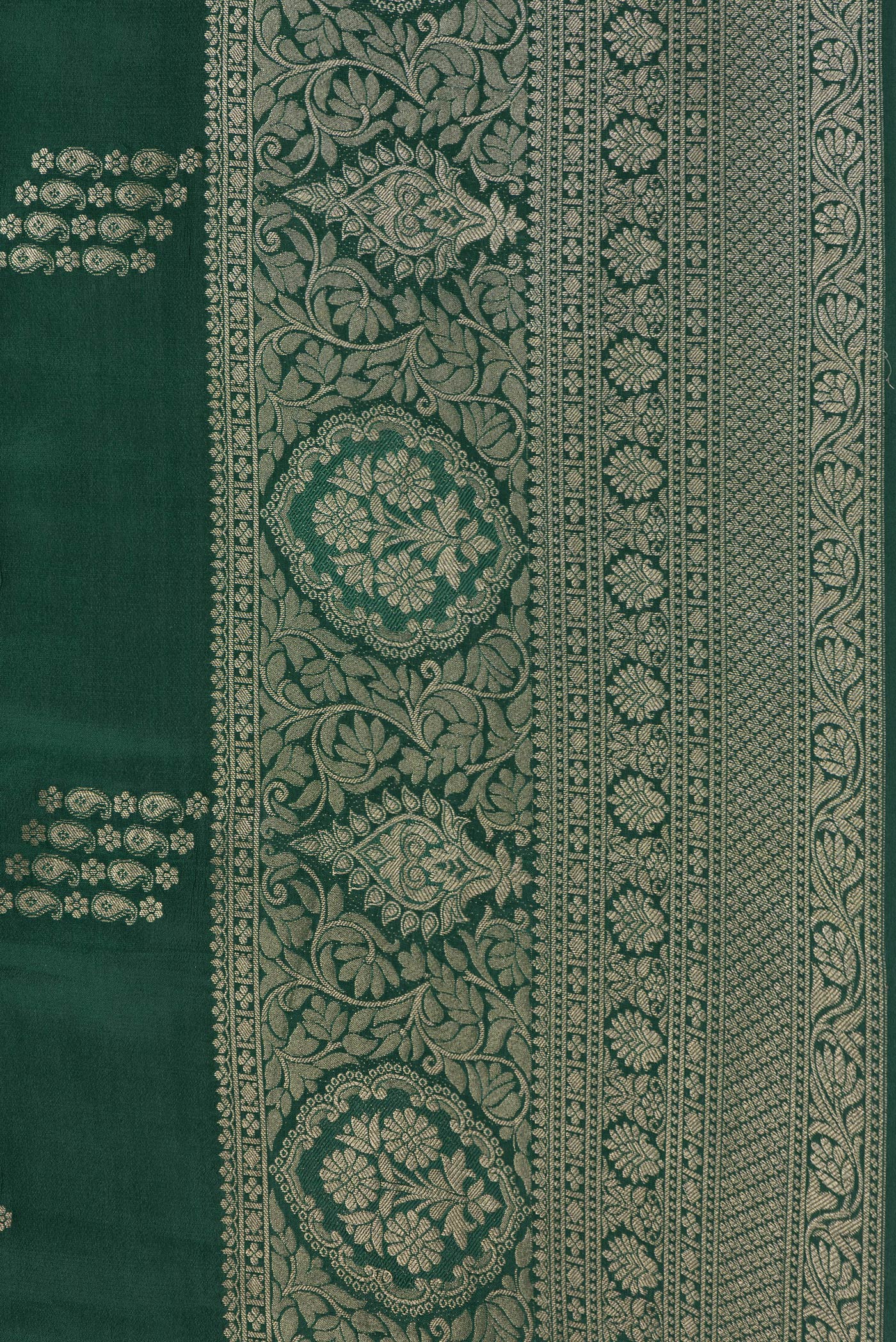 Bottle Green Mysore Crepe Saree - Image 2
