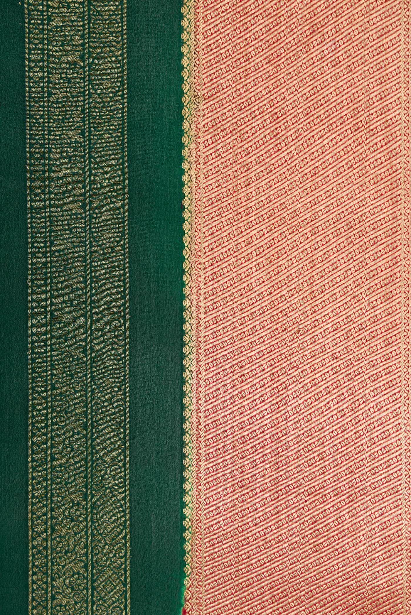 Bottle Green Mysore Crepe Saree - Image 3