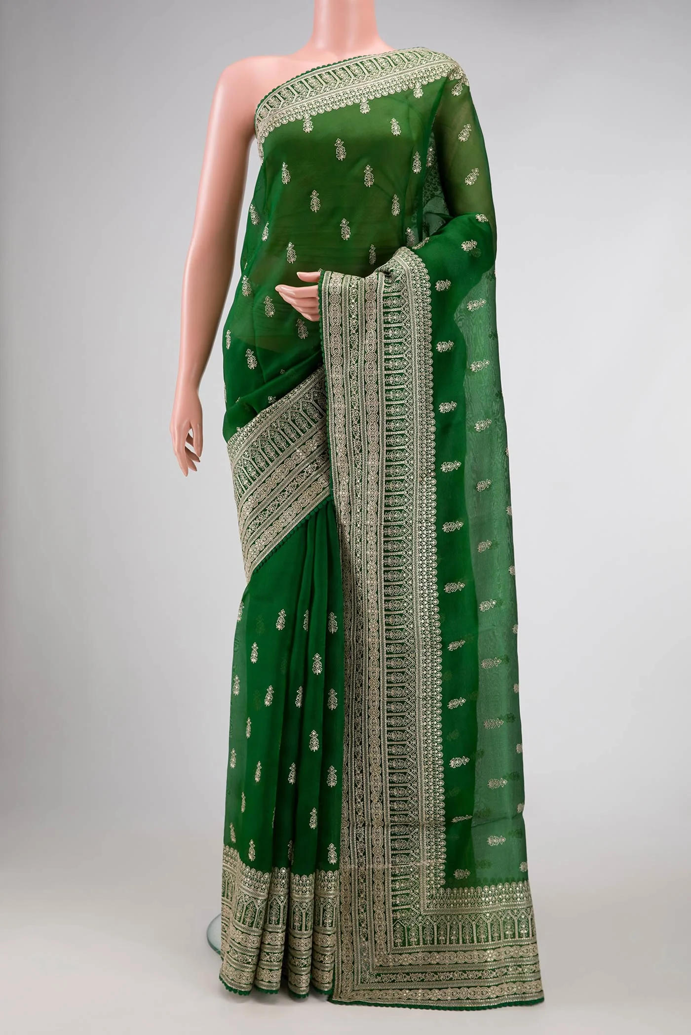 Green Organza Silk Saree