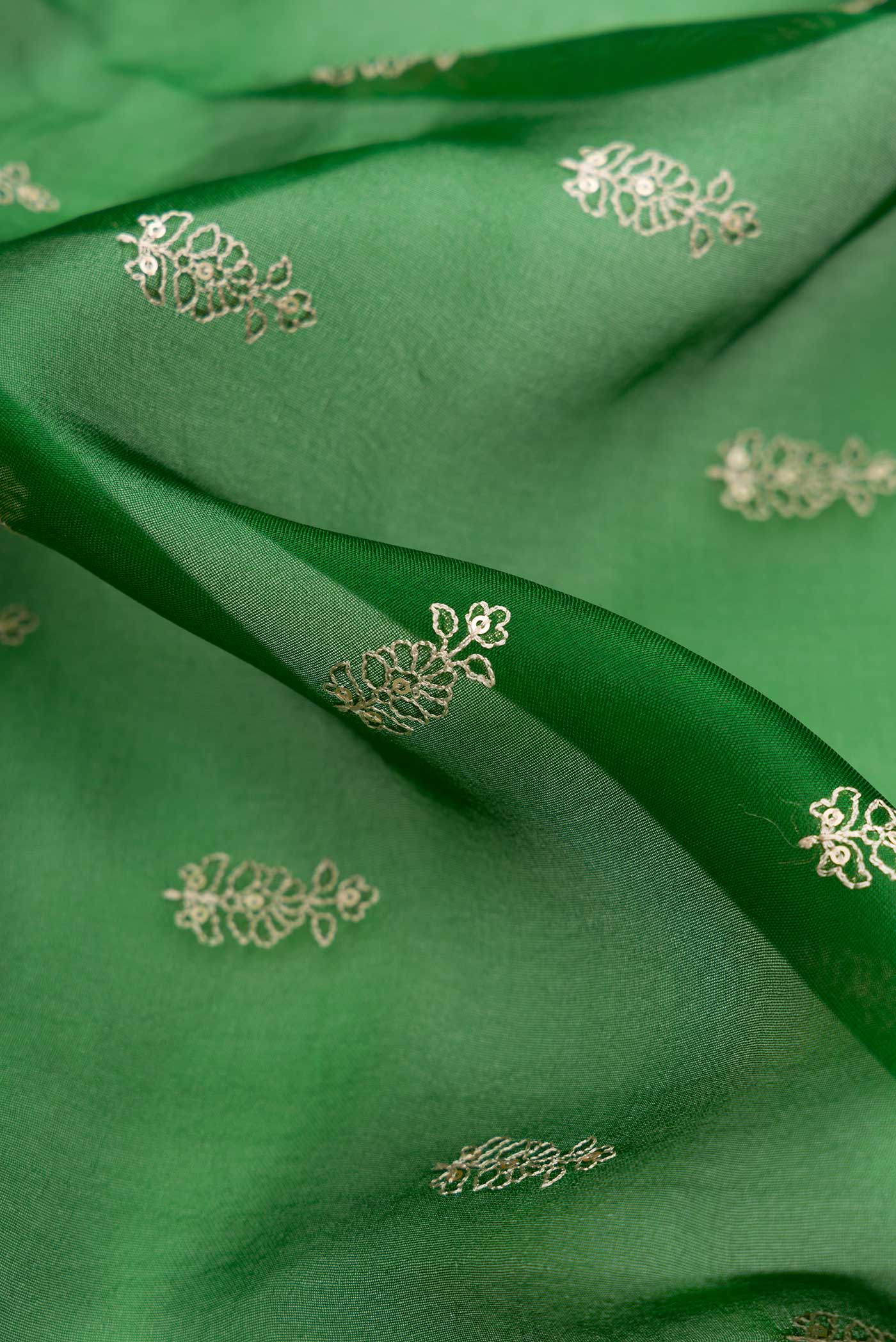 Green Organza Silk Saree - Image 2