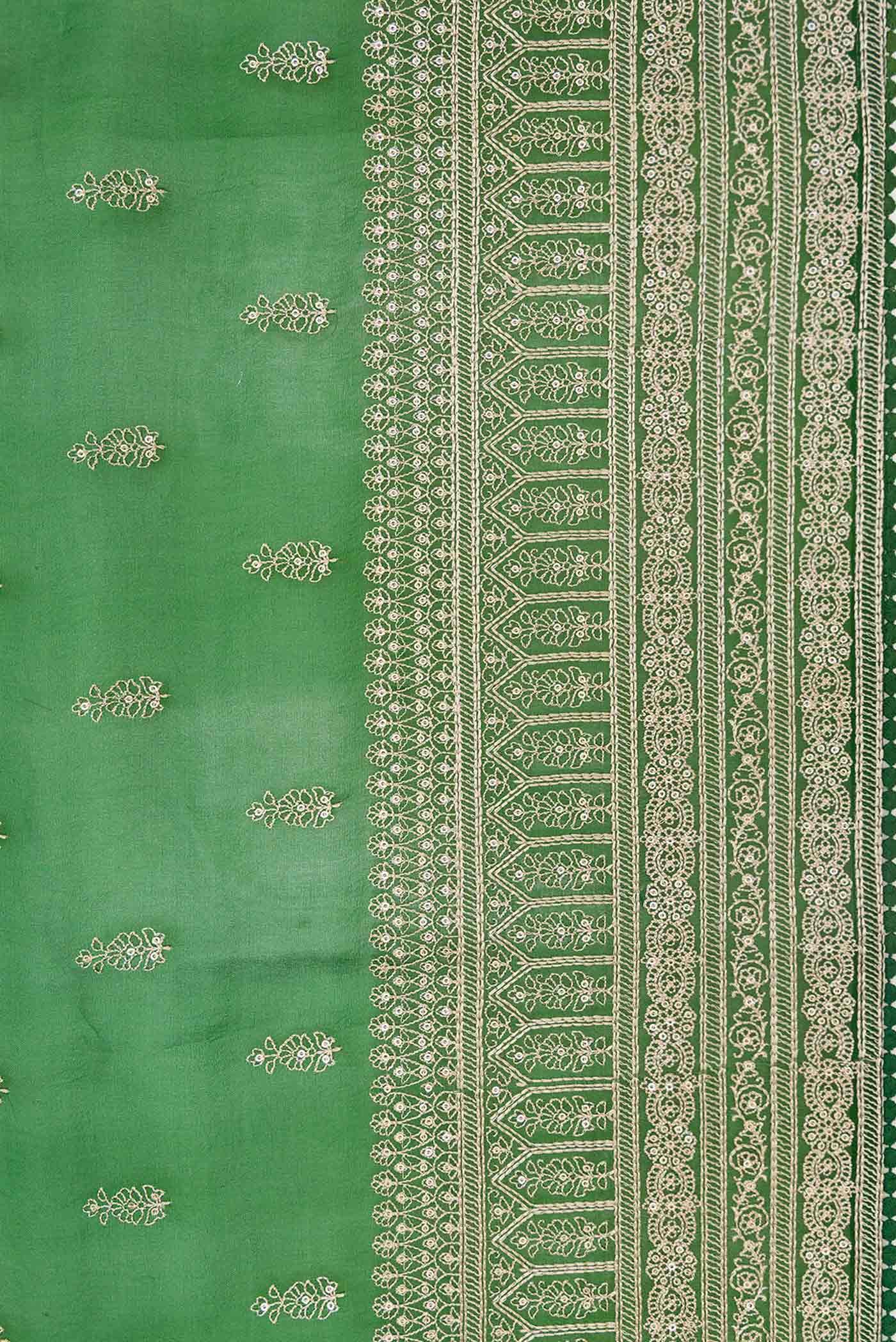 Green Organza Silk Saree - Image 3