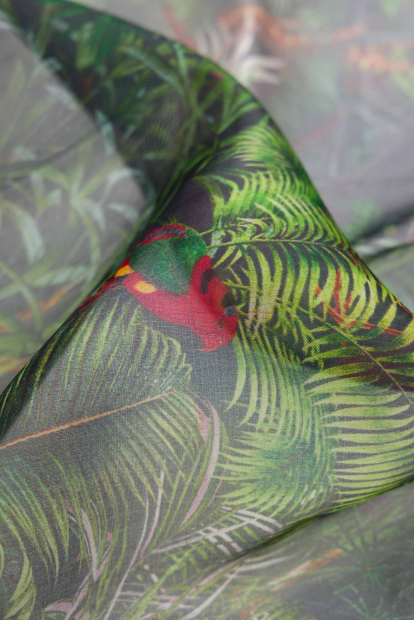 Bottle Green Organza Silk Saree - Image 2