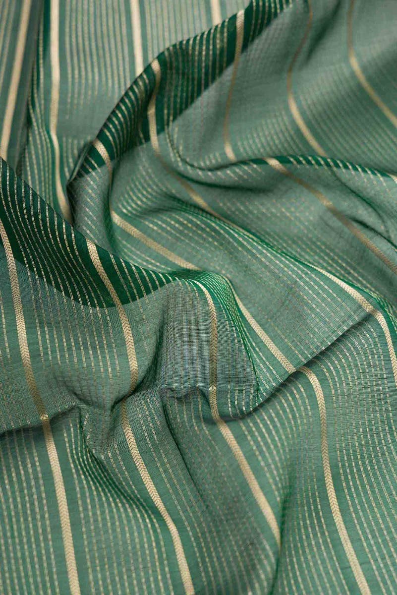 Bottle Green Dual Tone Silk Cotton Saree - Image 3