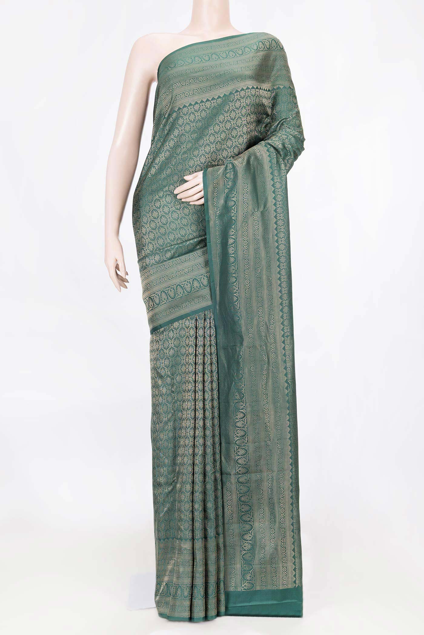 Bottle Green Dual Tone Soft Silk Saree