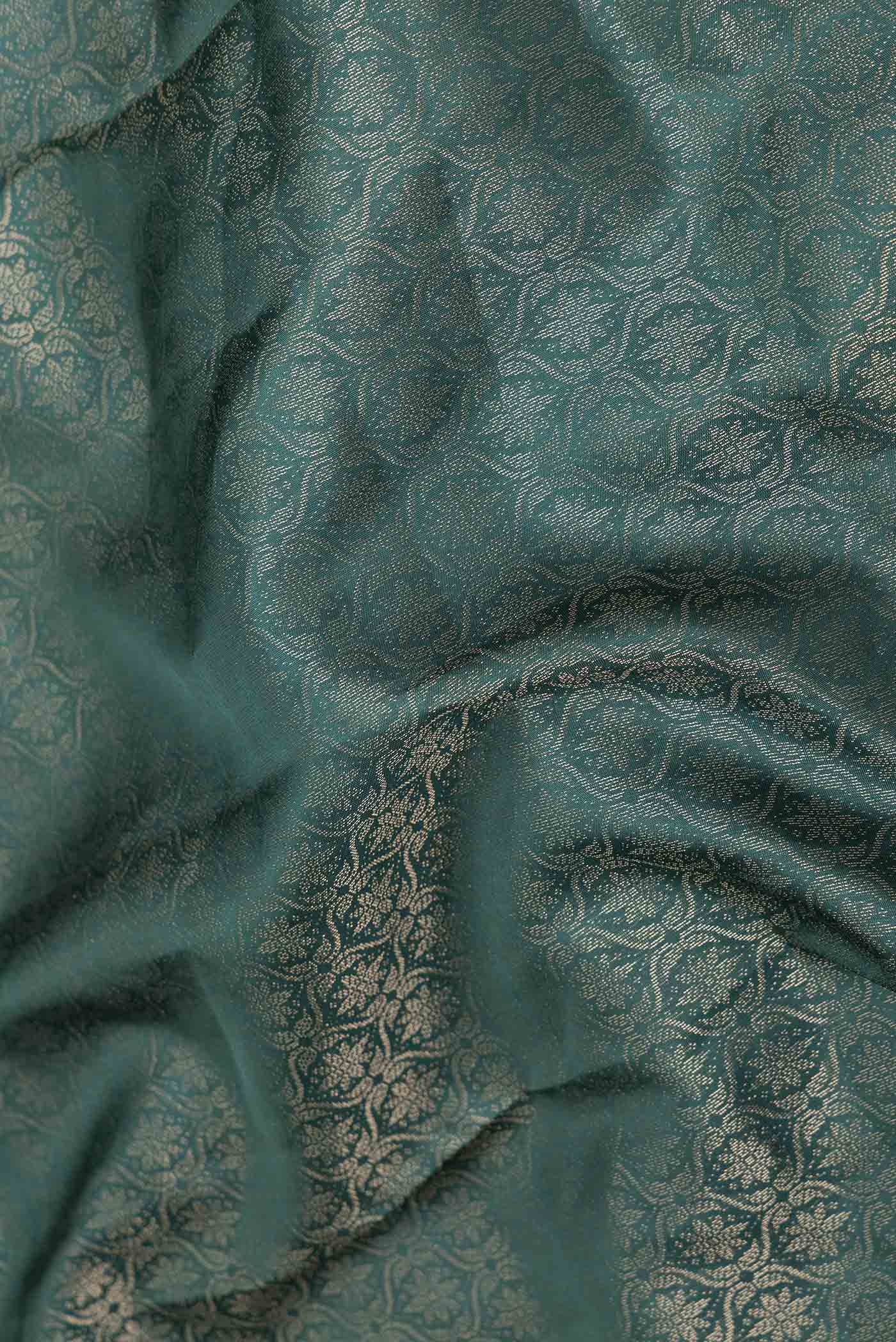 Bottle Green Dual Tone Soft Silk Saree - Image 2