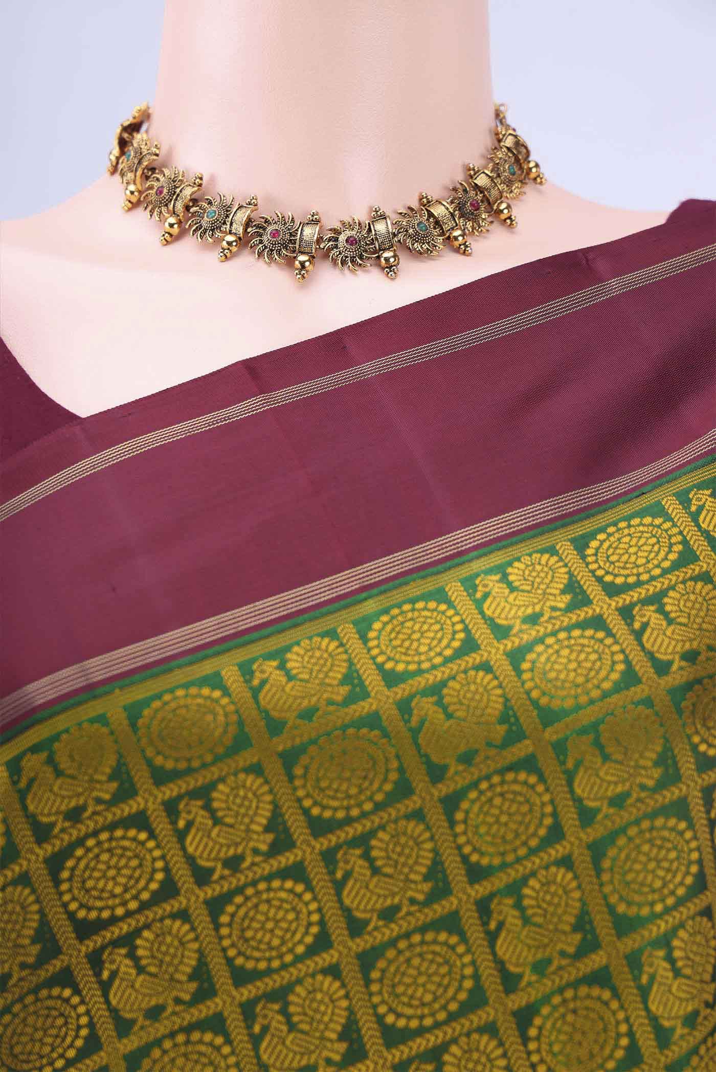 Bottle Green Kanjivaram Saree - Image 2