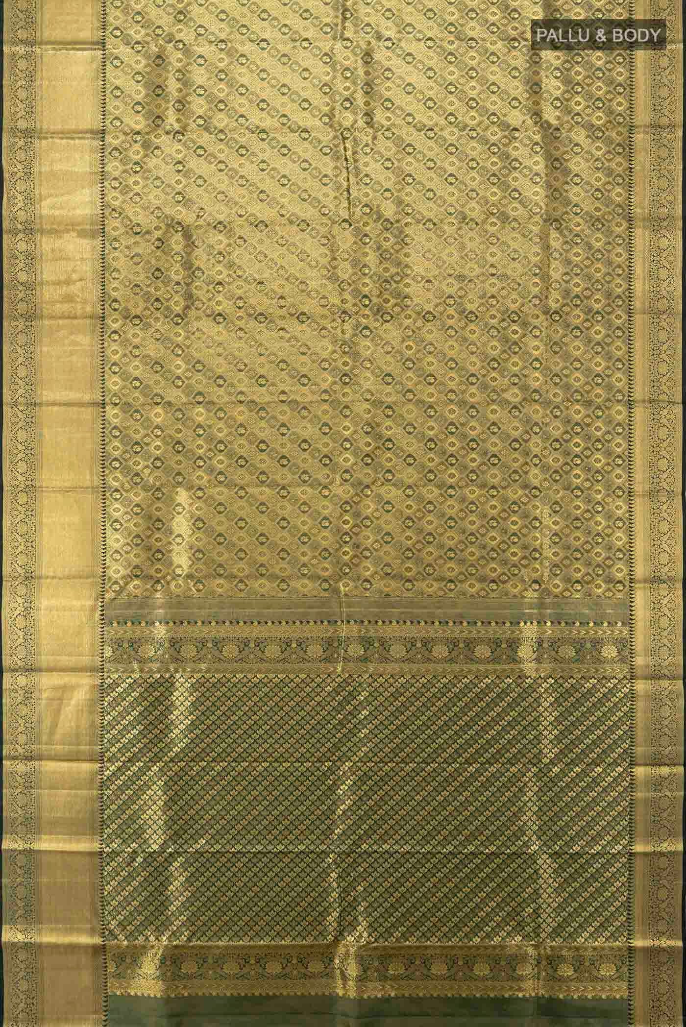 Bottle Green Kanchipuram Silk Saree - Image 3