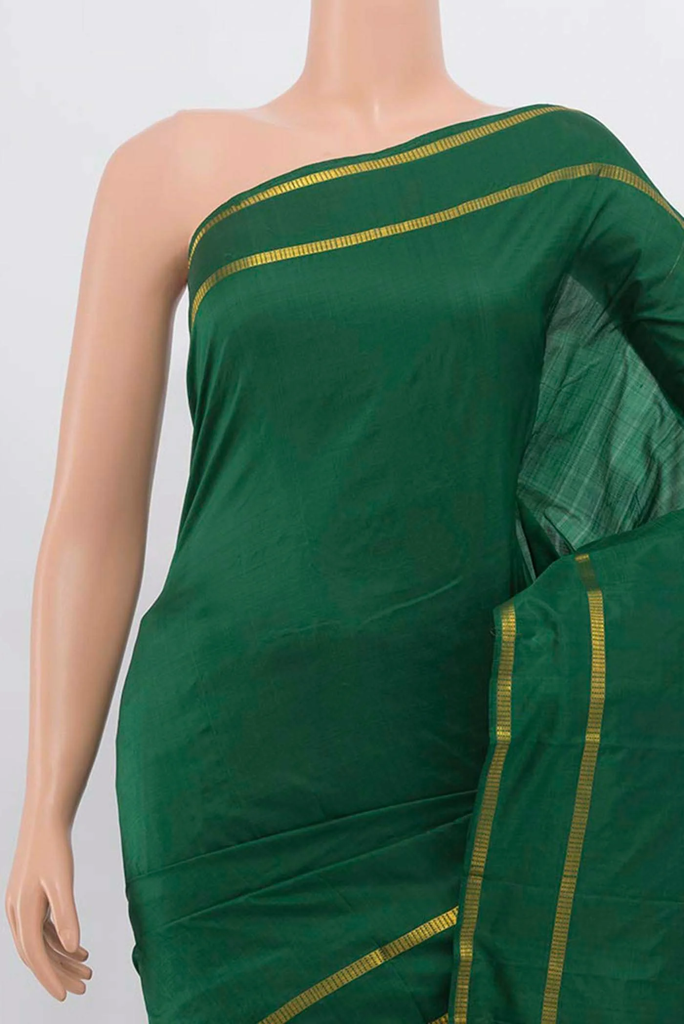 Bottle Green Kanchipuram Silk Saree - Image 2