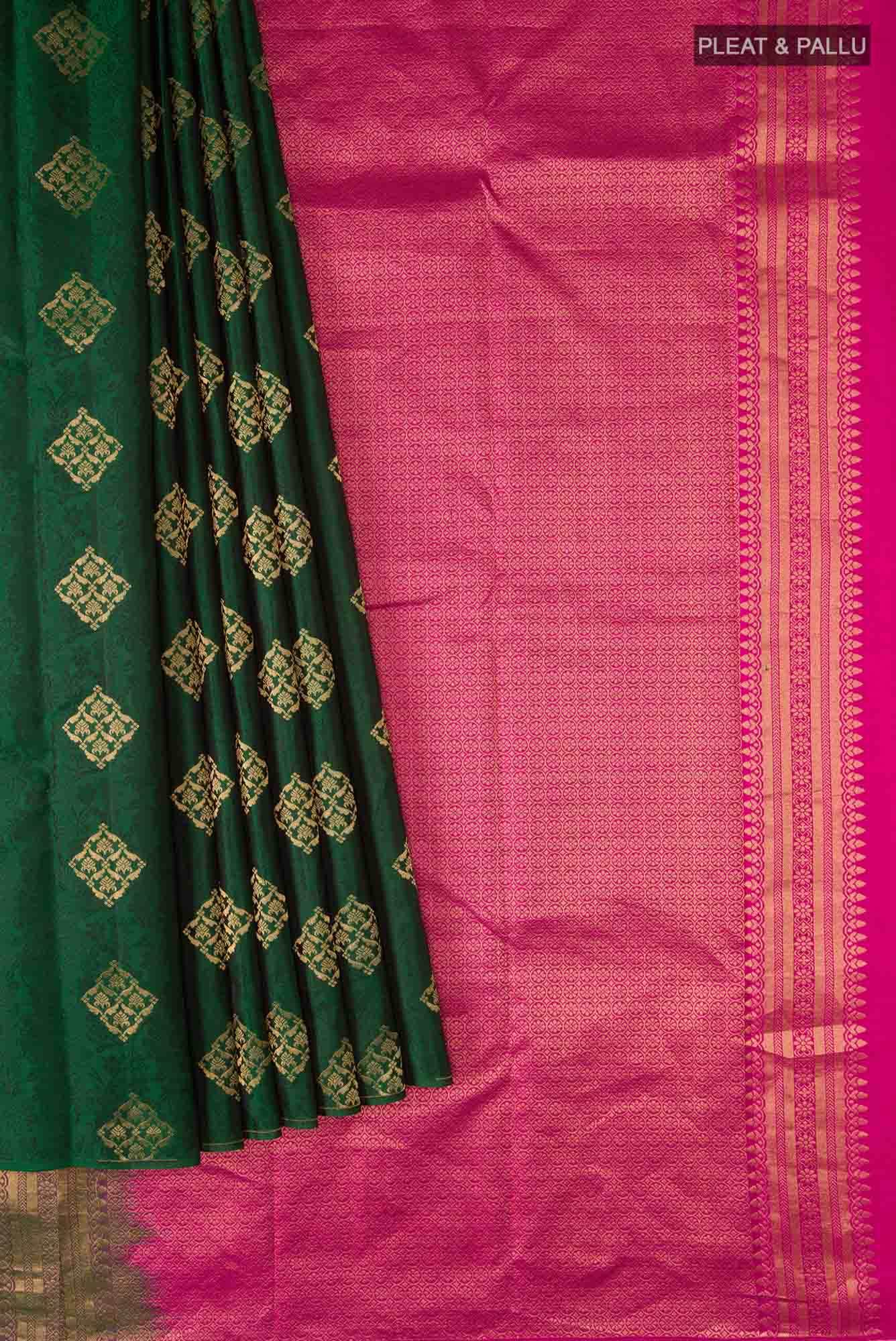 Bottle Green Kanchipuram Silk Saree - Image 2