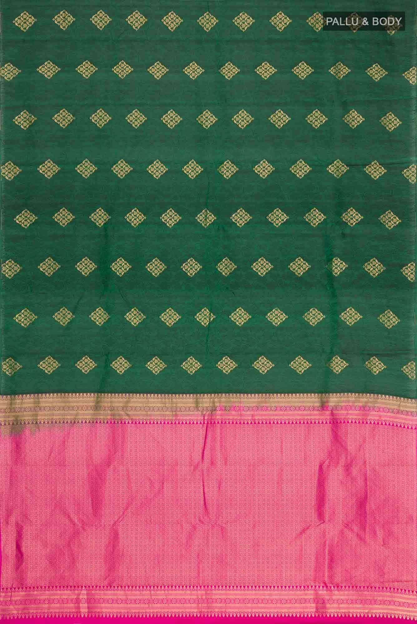 Bottle Green Kanchipuram Silk Saree - Image 4
