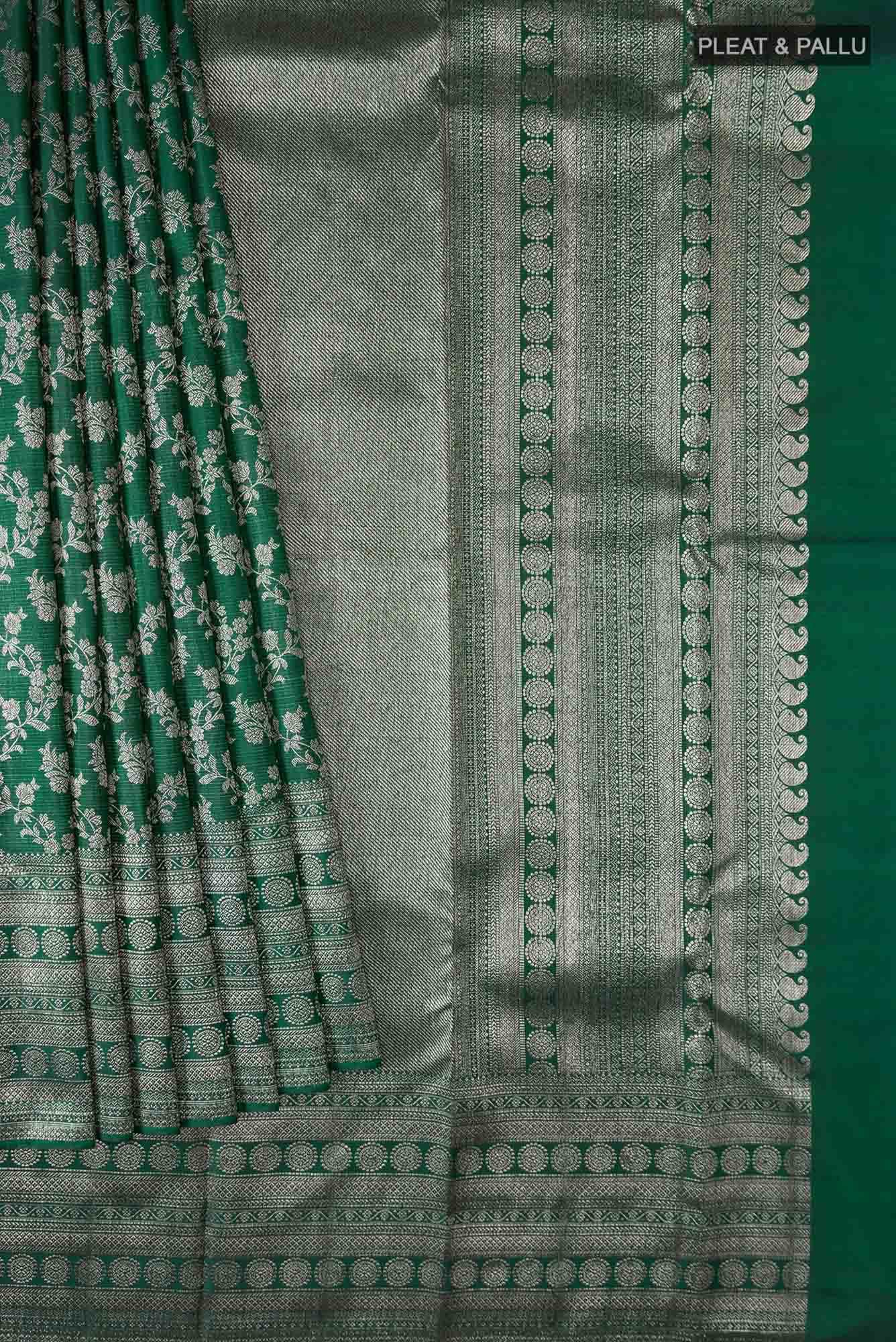Bottle Green Kanchipuram Silk Saree - Image 2