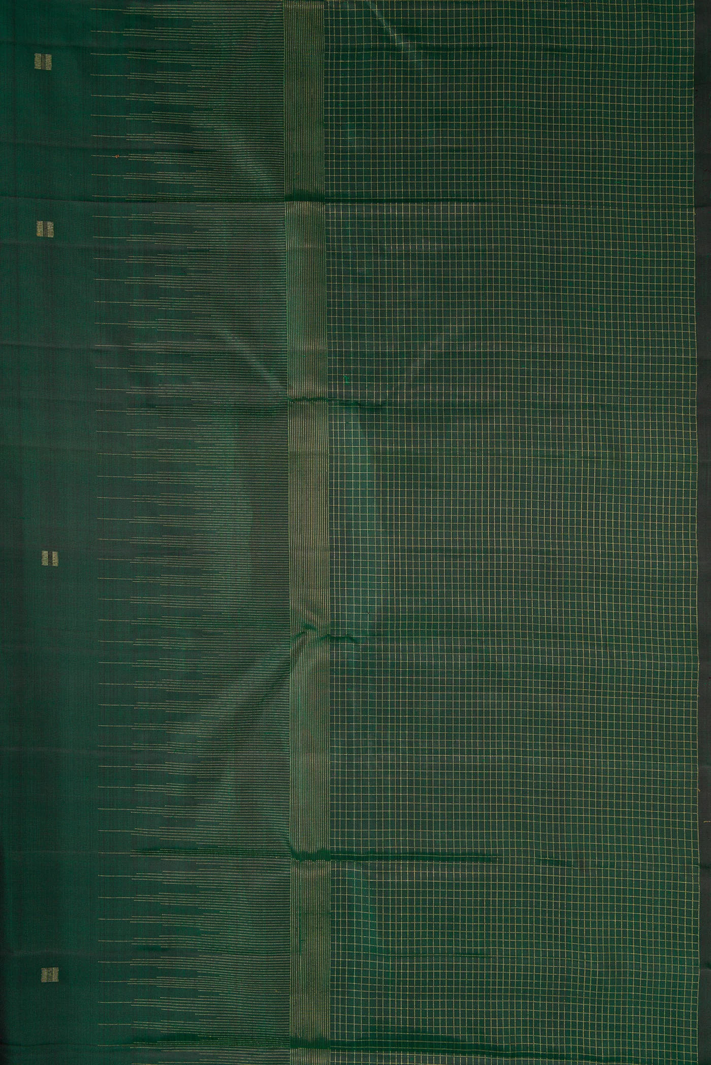 Pure Silk Pure Zari Bottle Green Kanchipuram Saree - Image 3