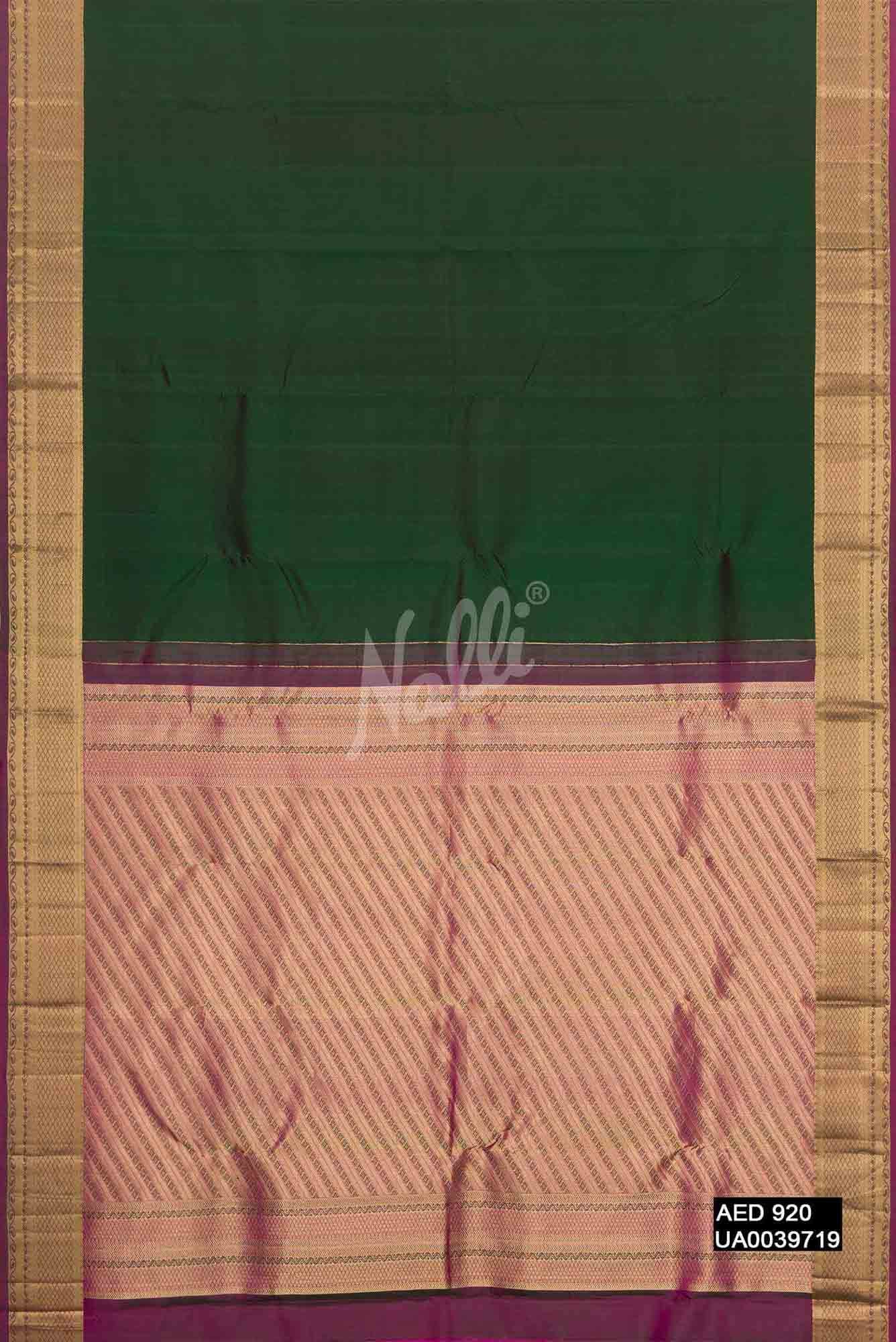 Bottle Green Kanchipuram Silk Saree