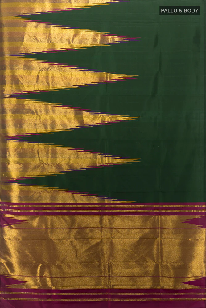 Bottle Green Kanjivaram Silk Saree - Image 5