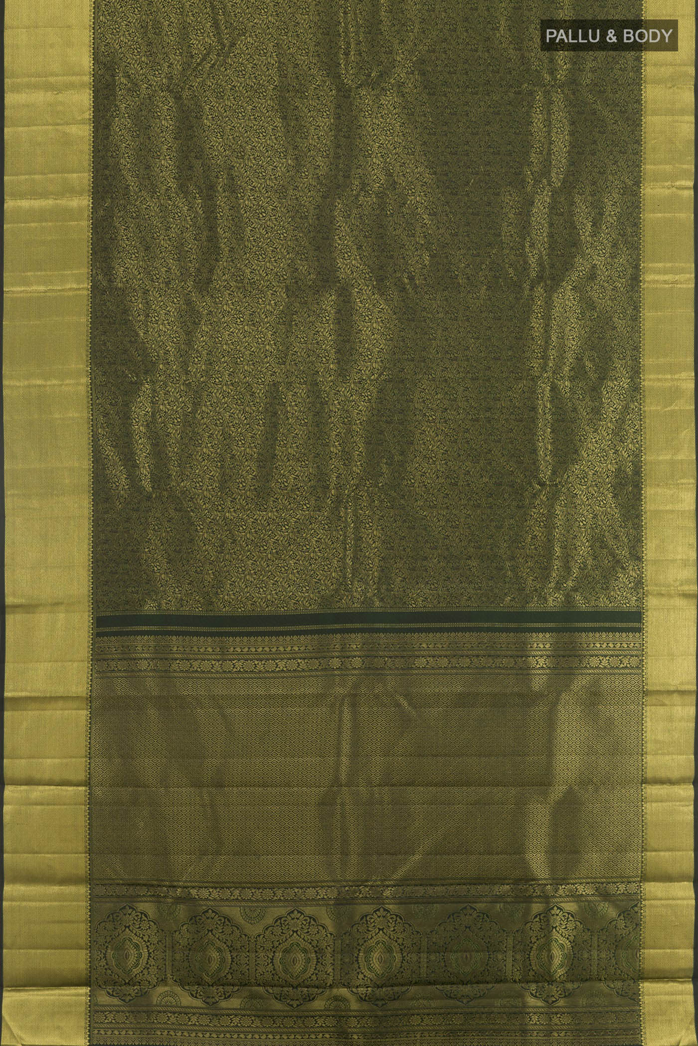 Bottle Green Kanjivaram Silk Saree - Image 3