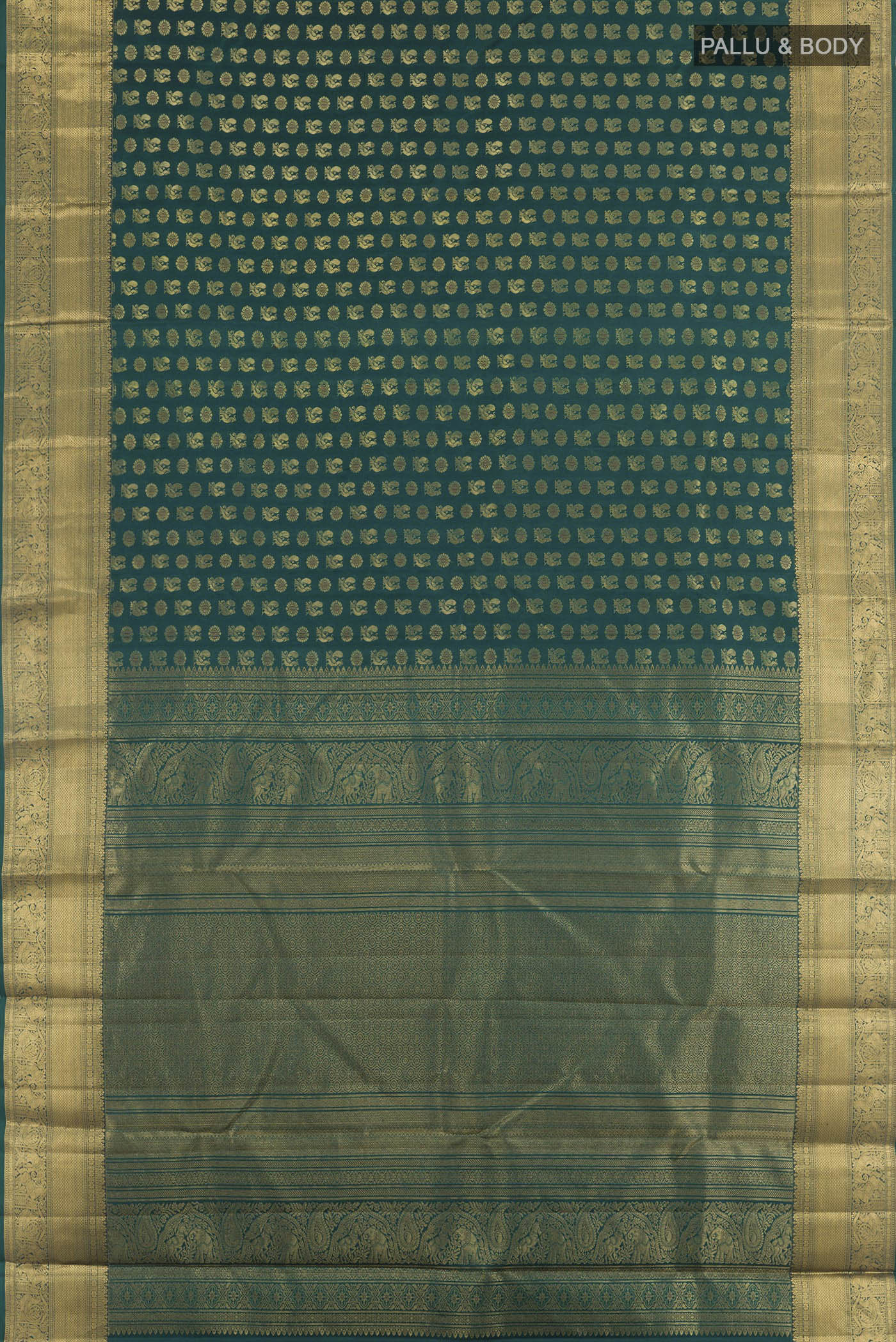 Bottle Green Kanjivaram Silk Saree - Image 3