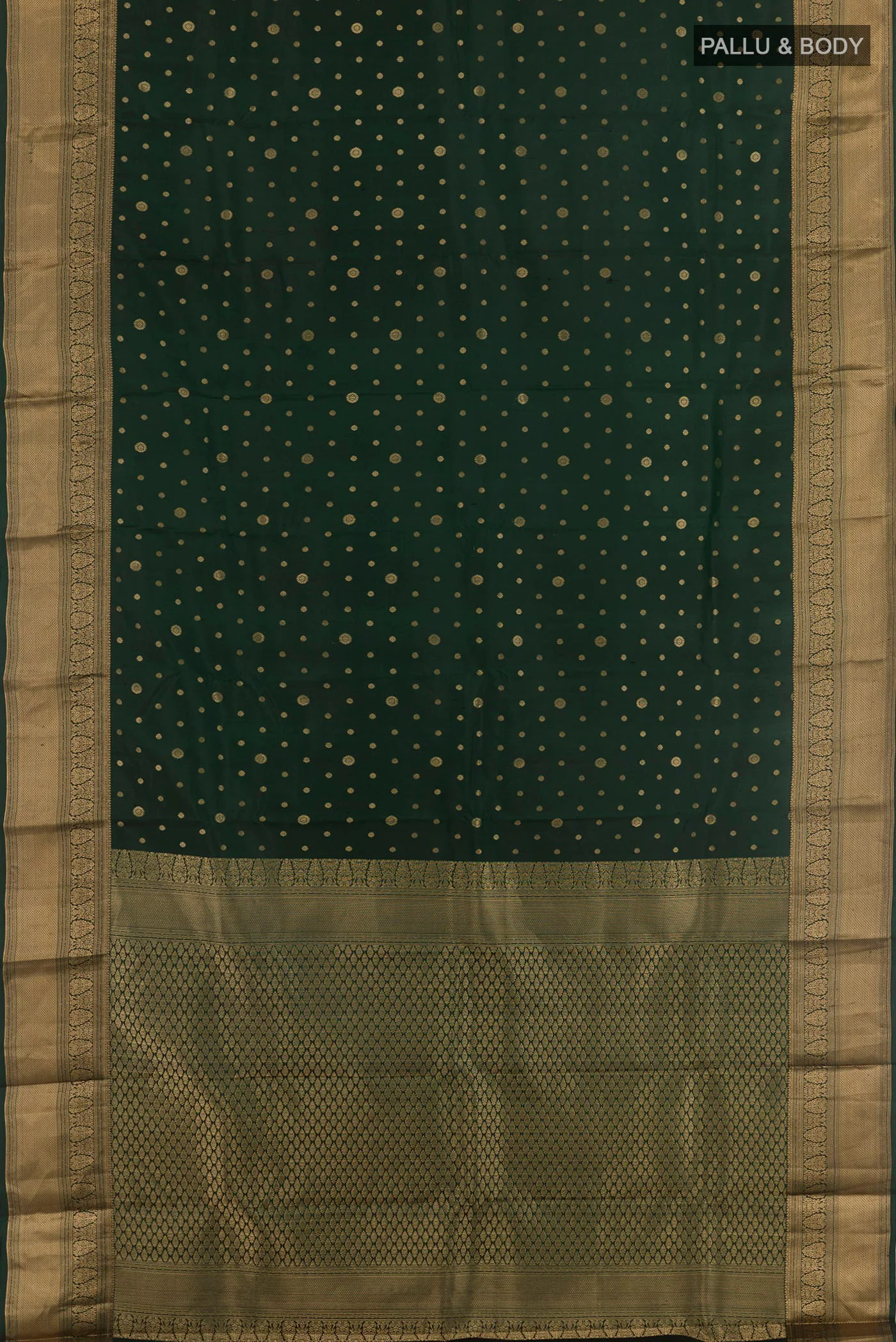 Bottle Green Kanjivaram Silk Saree - Image 3