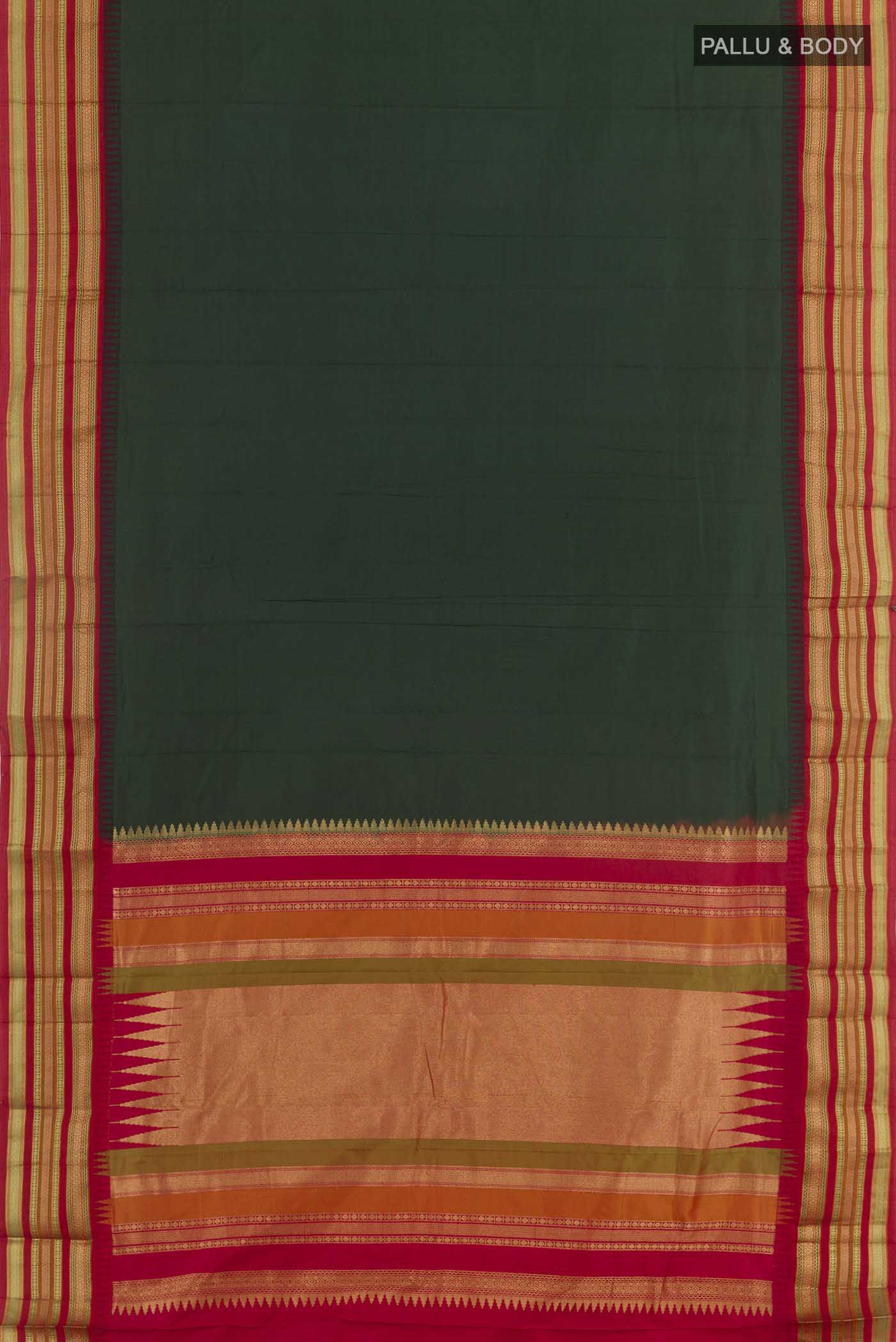 Bottle Green Bangalore Silk Saree - Image 4