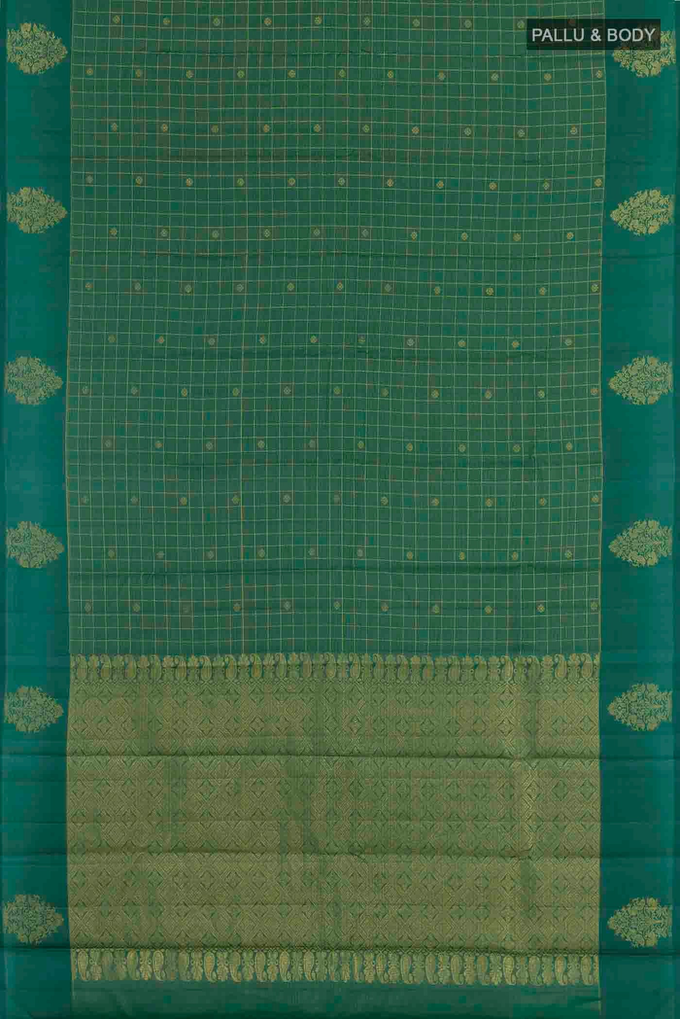 Bottle Green Kanjivaram Silk Saree - Image 3
