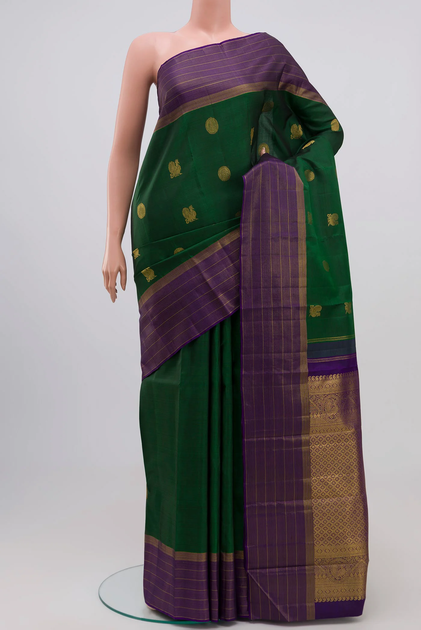 Bottle Green Kanjivaram Silk Saree