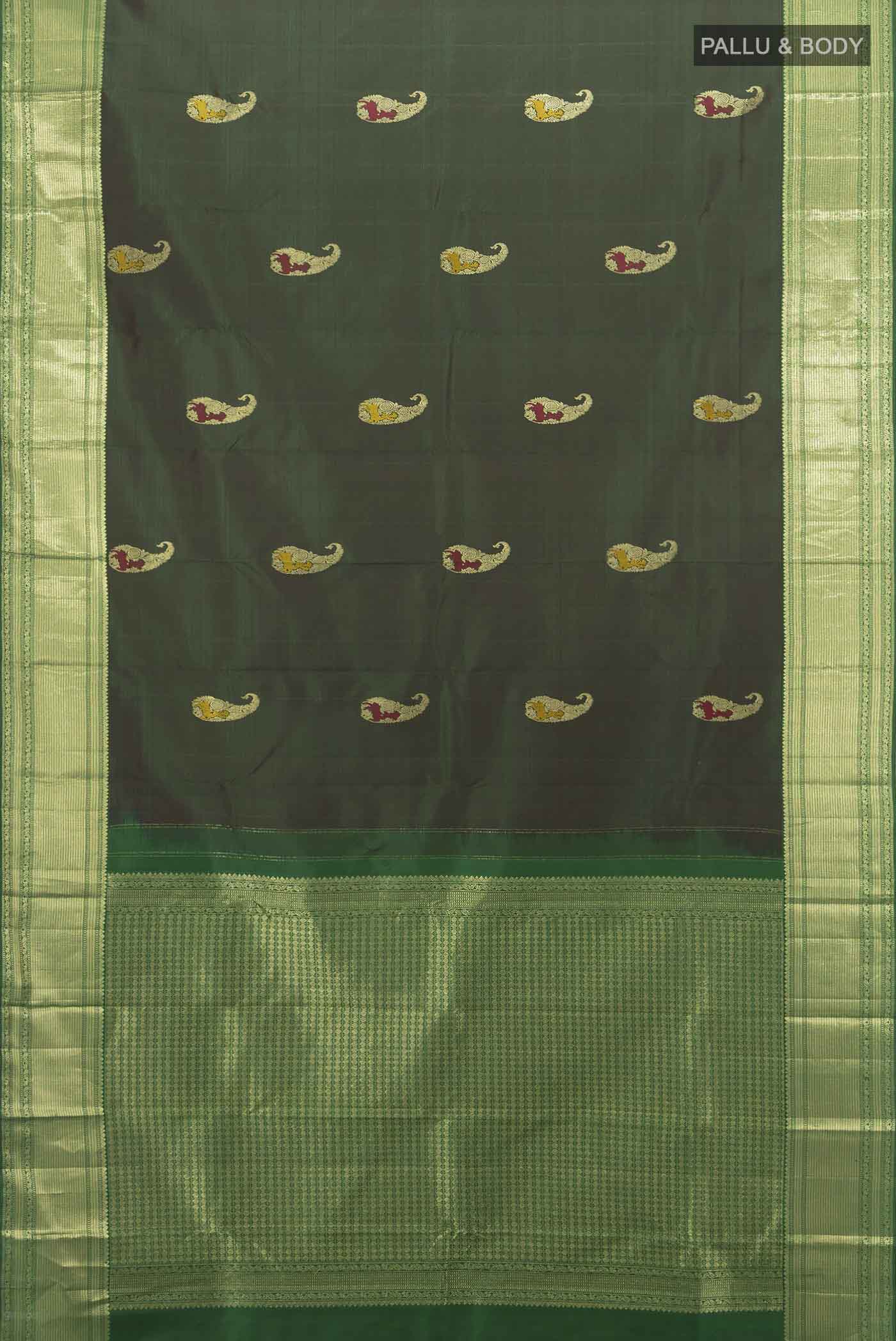Bottle Green Kanjivaram Silk Saree - Image 5