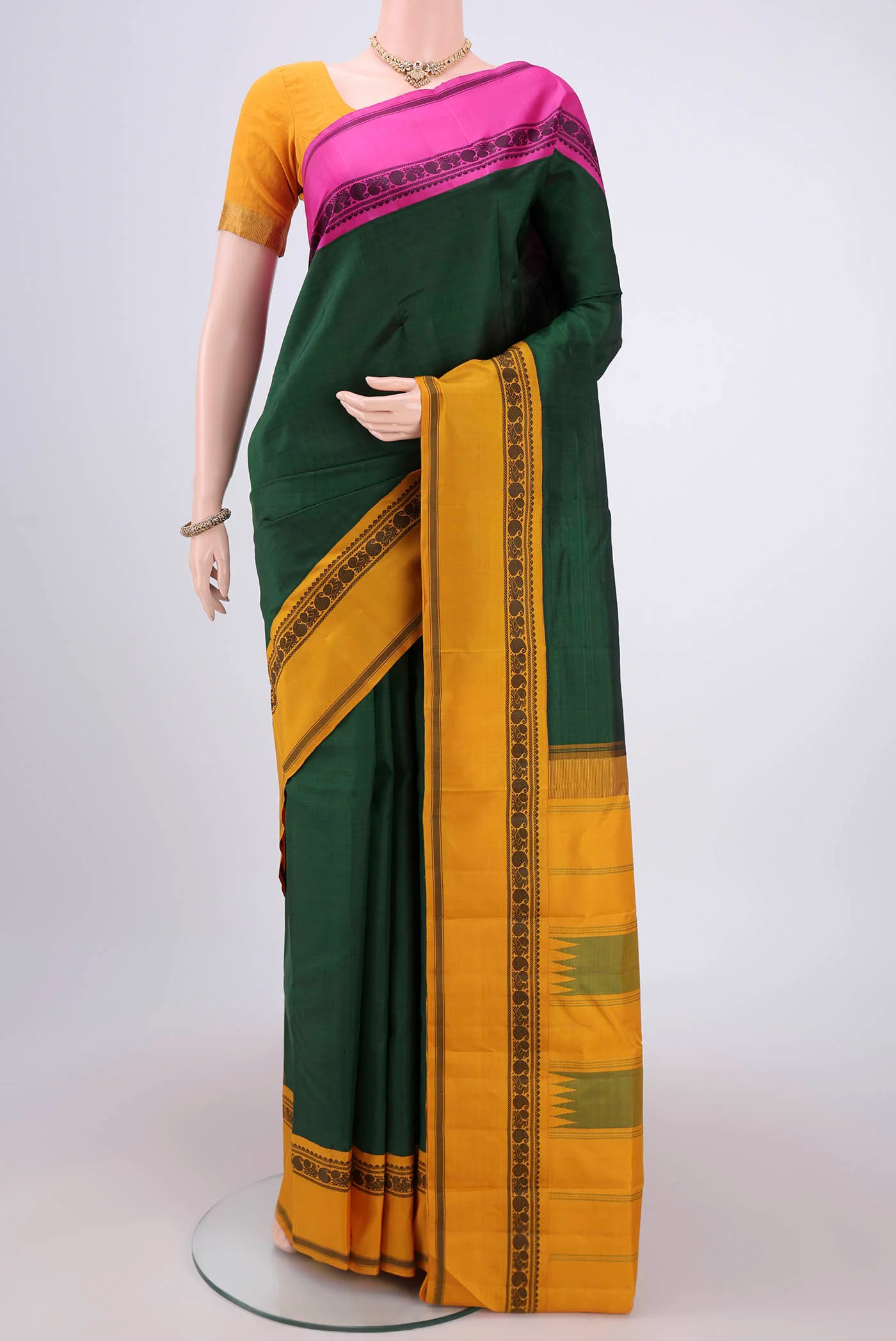 Bottle Green Kanjivaram Silk Saree