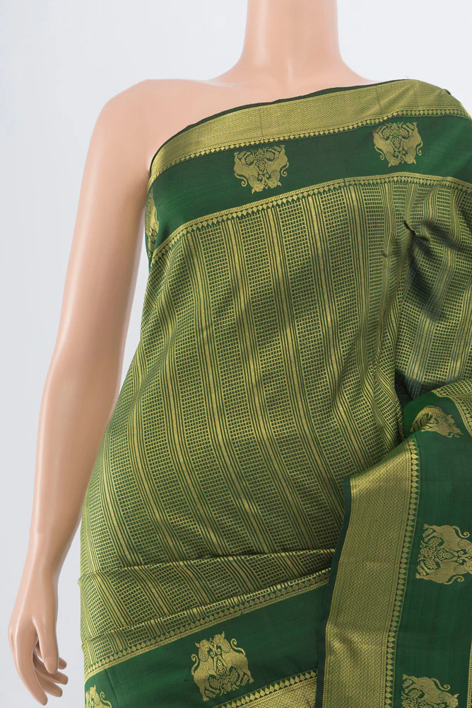 Bottle Green Kanjivaram Silk Saree - Image 2