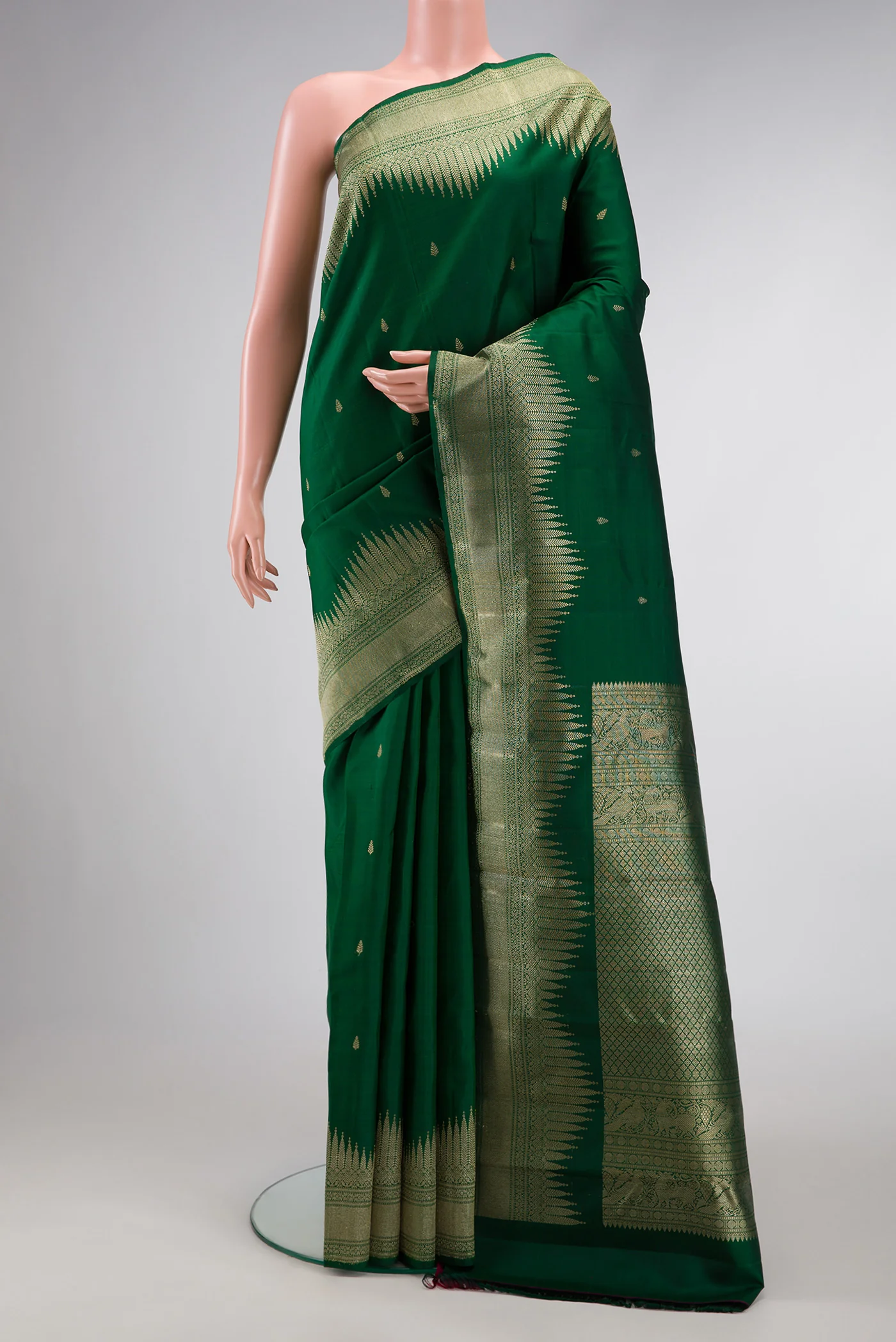Bottle Green Kanjivaram Silk Saree
