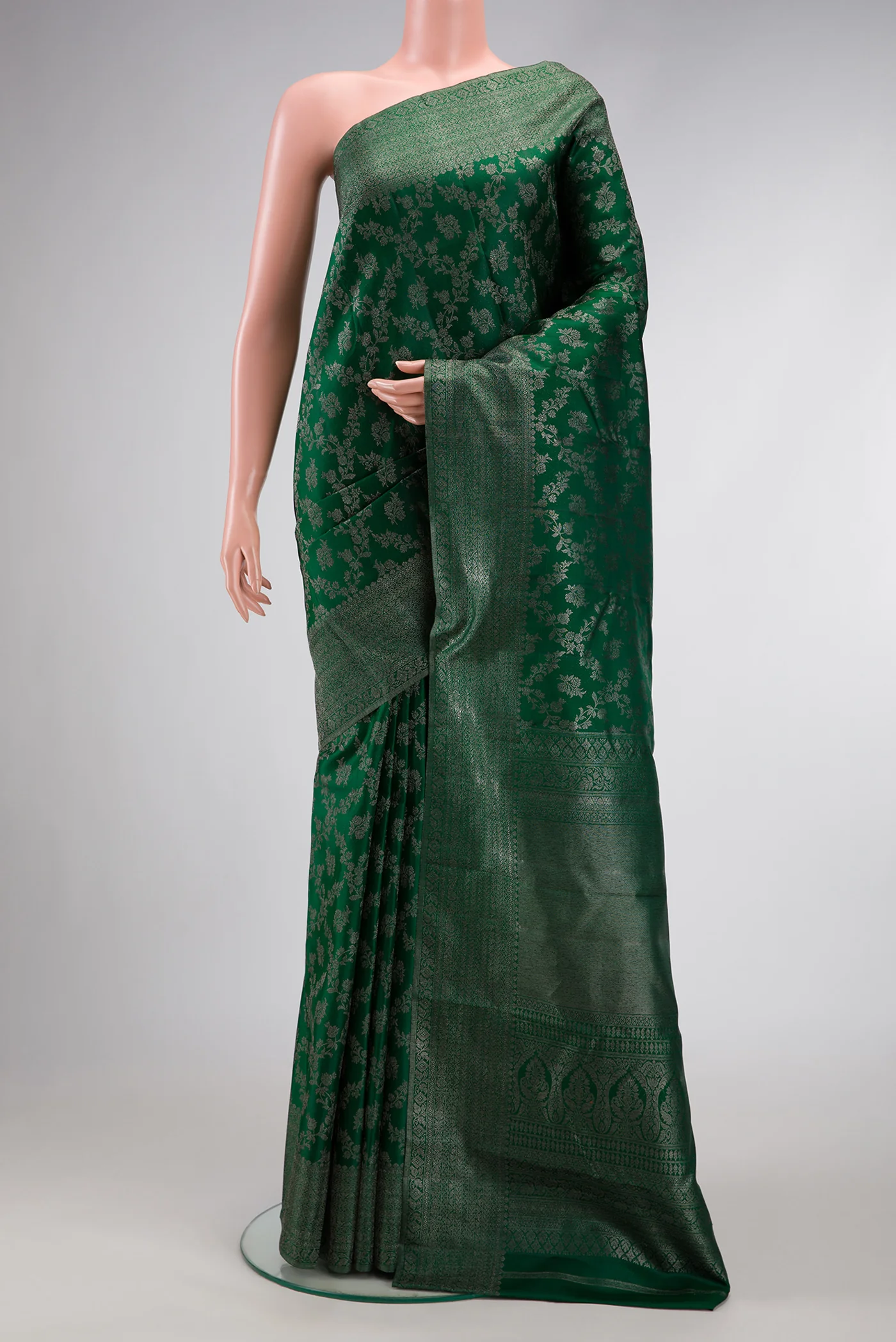 Bottle Green Kanjivaram Silk Saree