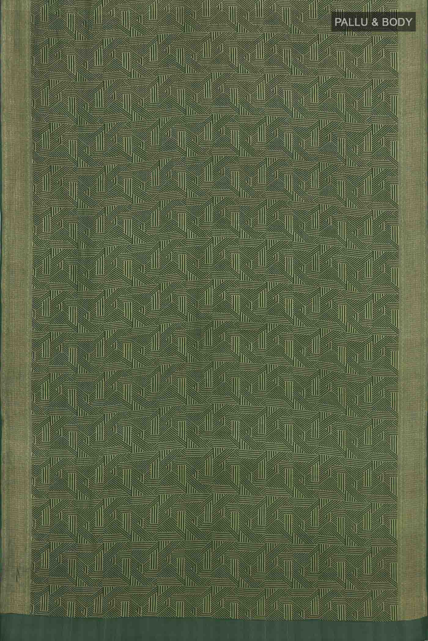 Bottle Green Mysore Crepe Saree - Image 5