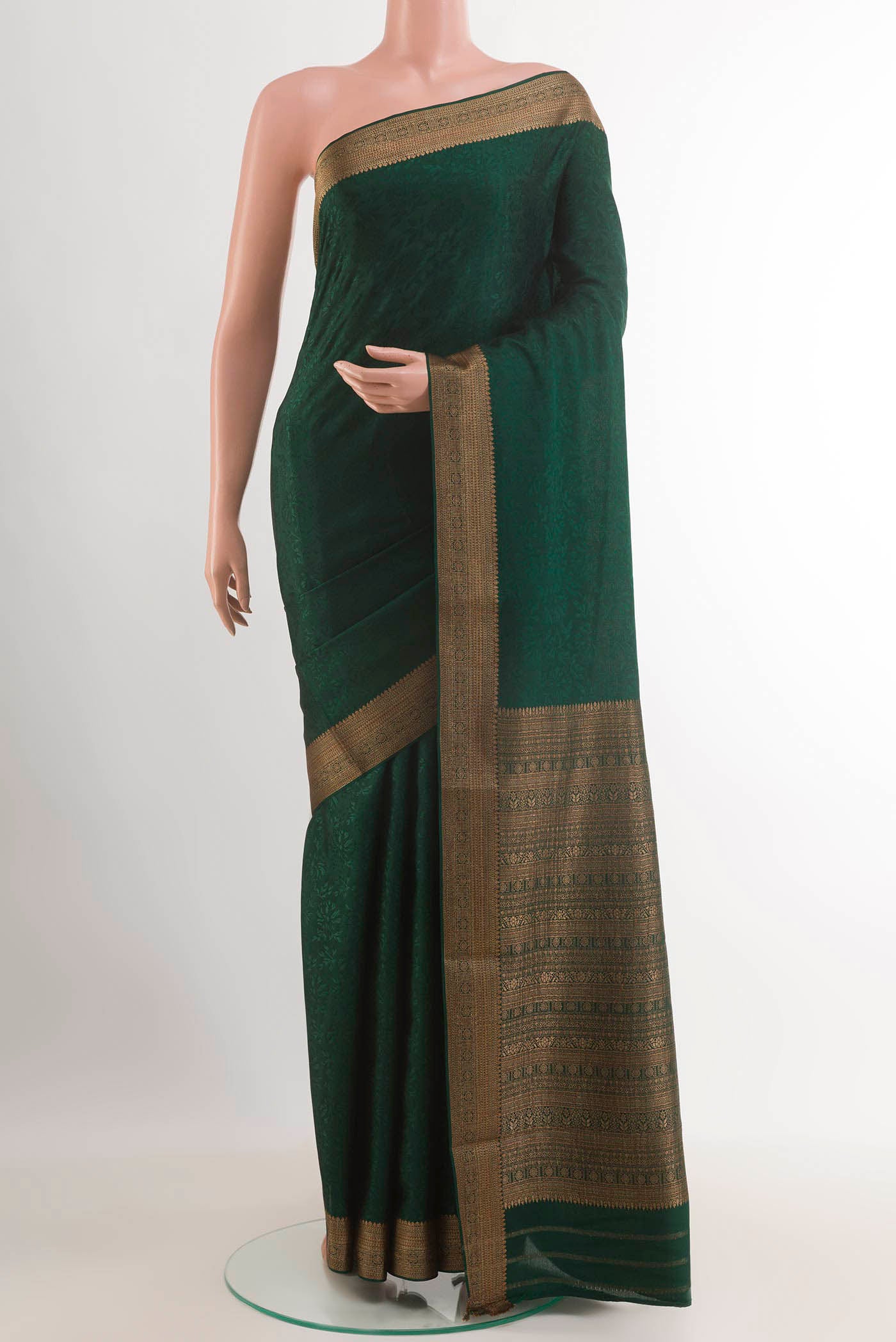 Bottle Green Mysore Crepe Saree