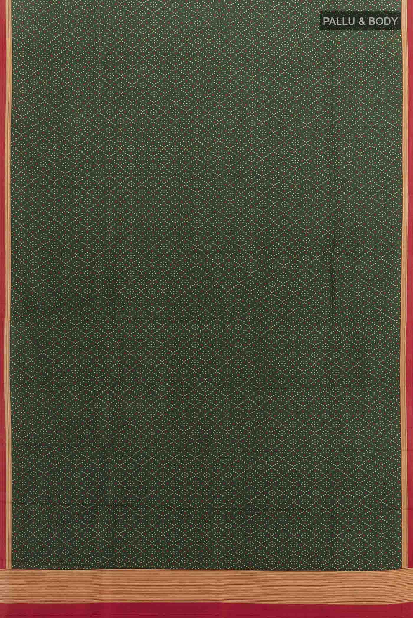 Bottle Green Printed Silk Saree - Image 5