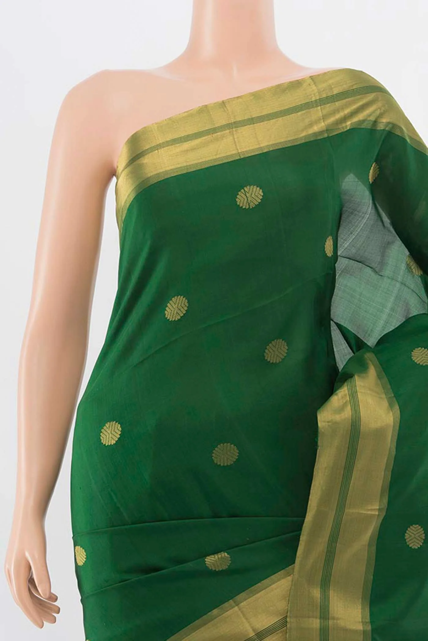 Bottle Green Soft Silk Saree - Image 2