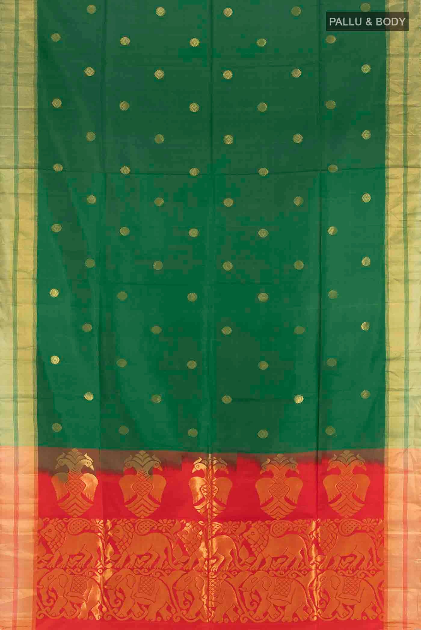 Bottle Green Soft Silk Saree - Image 5
