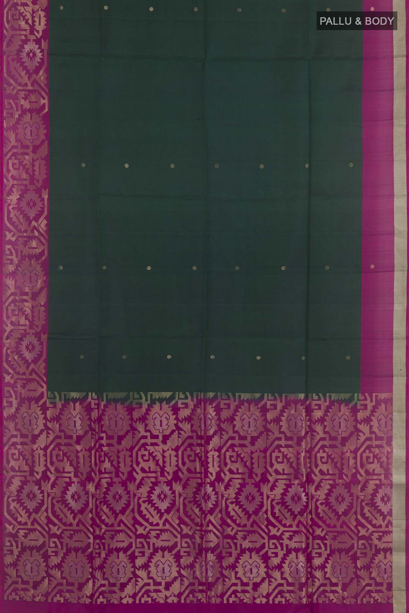 Bottle Green Soft Silk Saree - Image 3