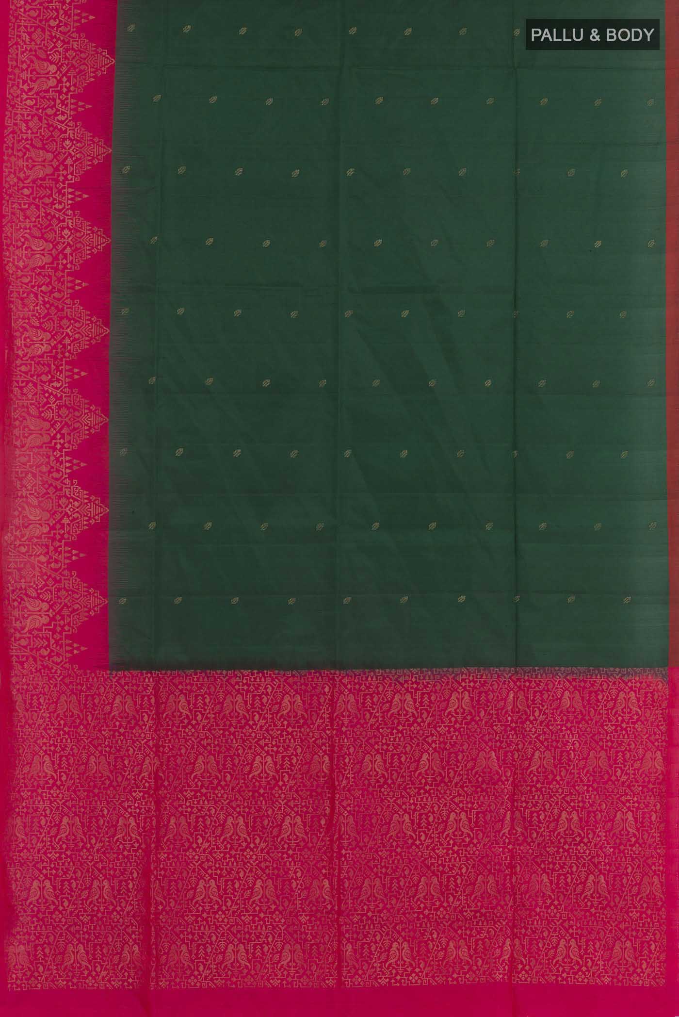 Bottle Green Soft Silk Saree - Image 3
