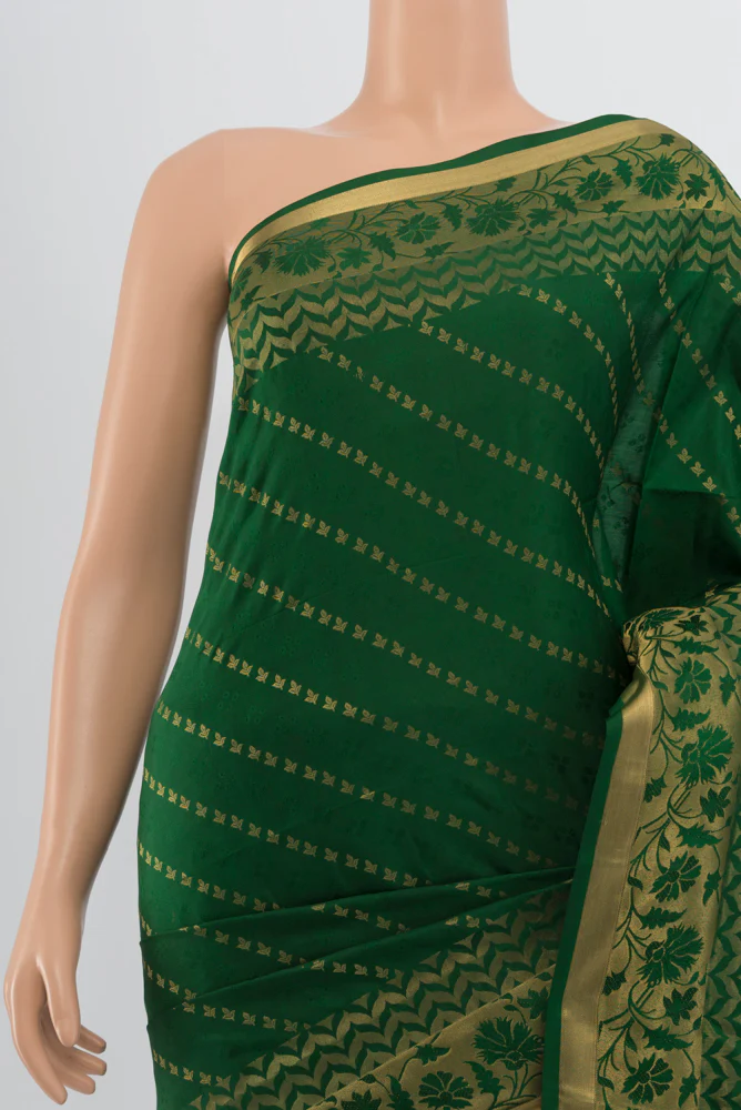 Bottle Green Soft Silk Saree - Image 2