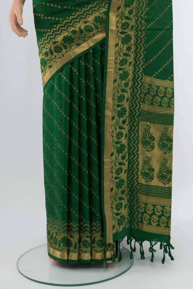 Bottle Green Soft Silk Saree - Image 3
