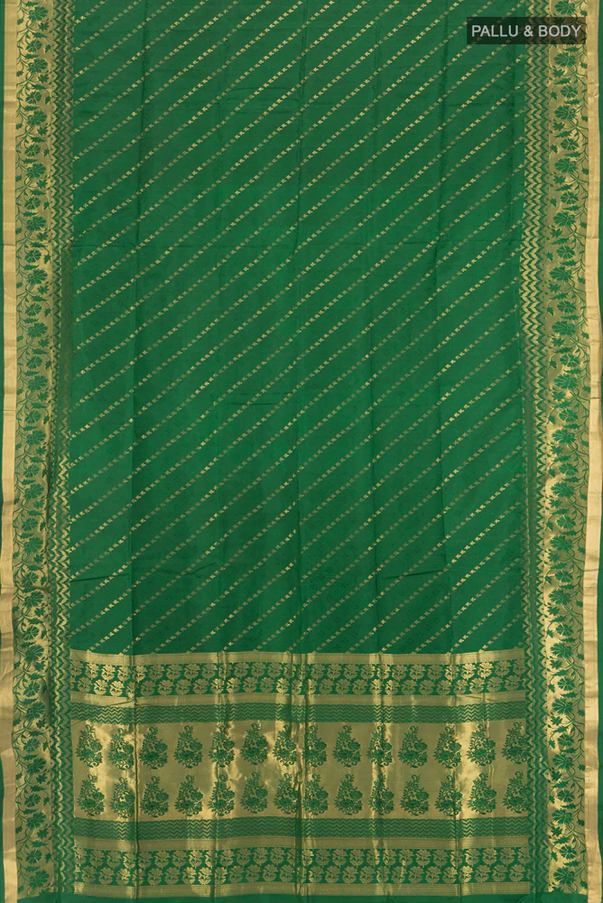Bottle Green Soft Silk Saree - Image 5