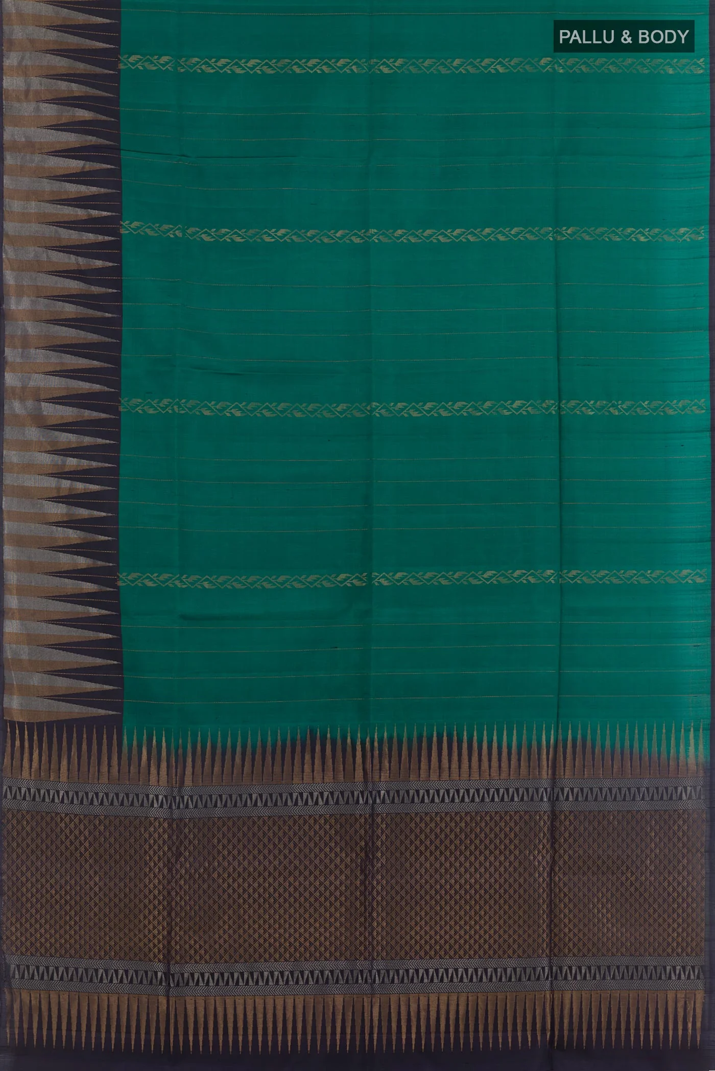 Teal Soft Silk Saree - Image 3
