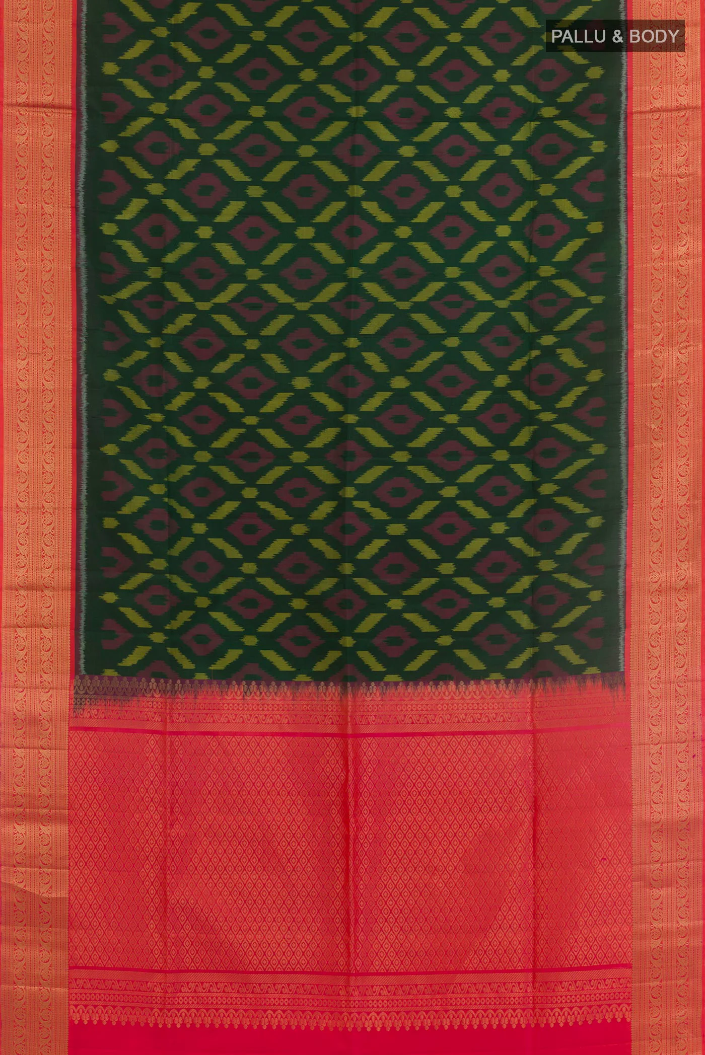 Bottle Green Soft Silk Saree - Image 3