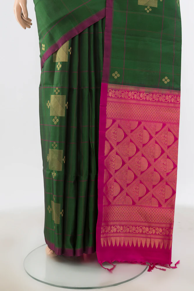 Bottle Green Soft Silk Saree - Image 3