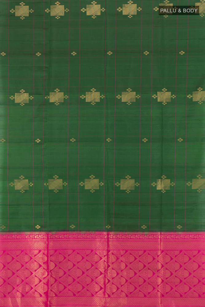 Bottle Green Soft Silk Saree - Image 5