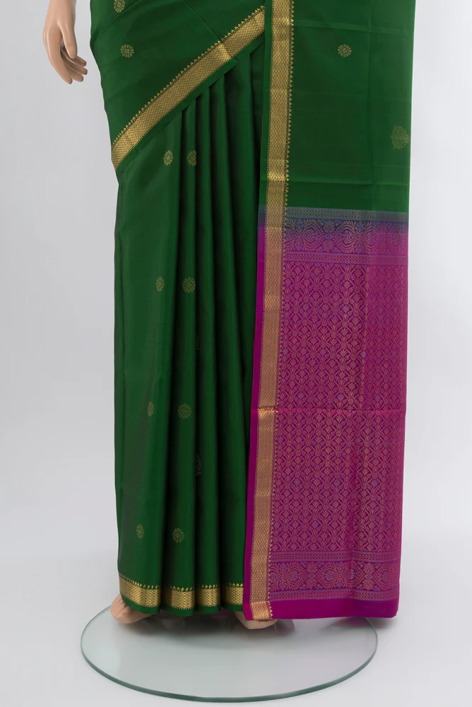 Green Soft Silk Saree - Image 3