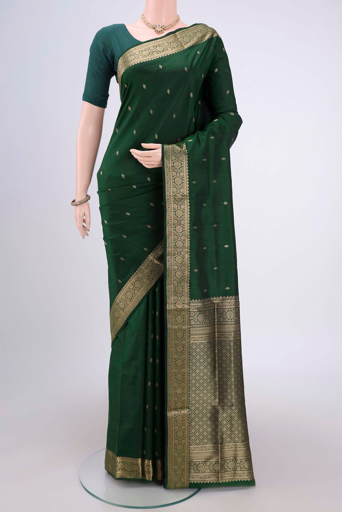 Bottle Green Soft Silk Saree