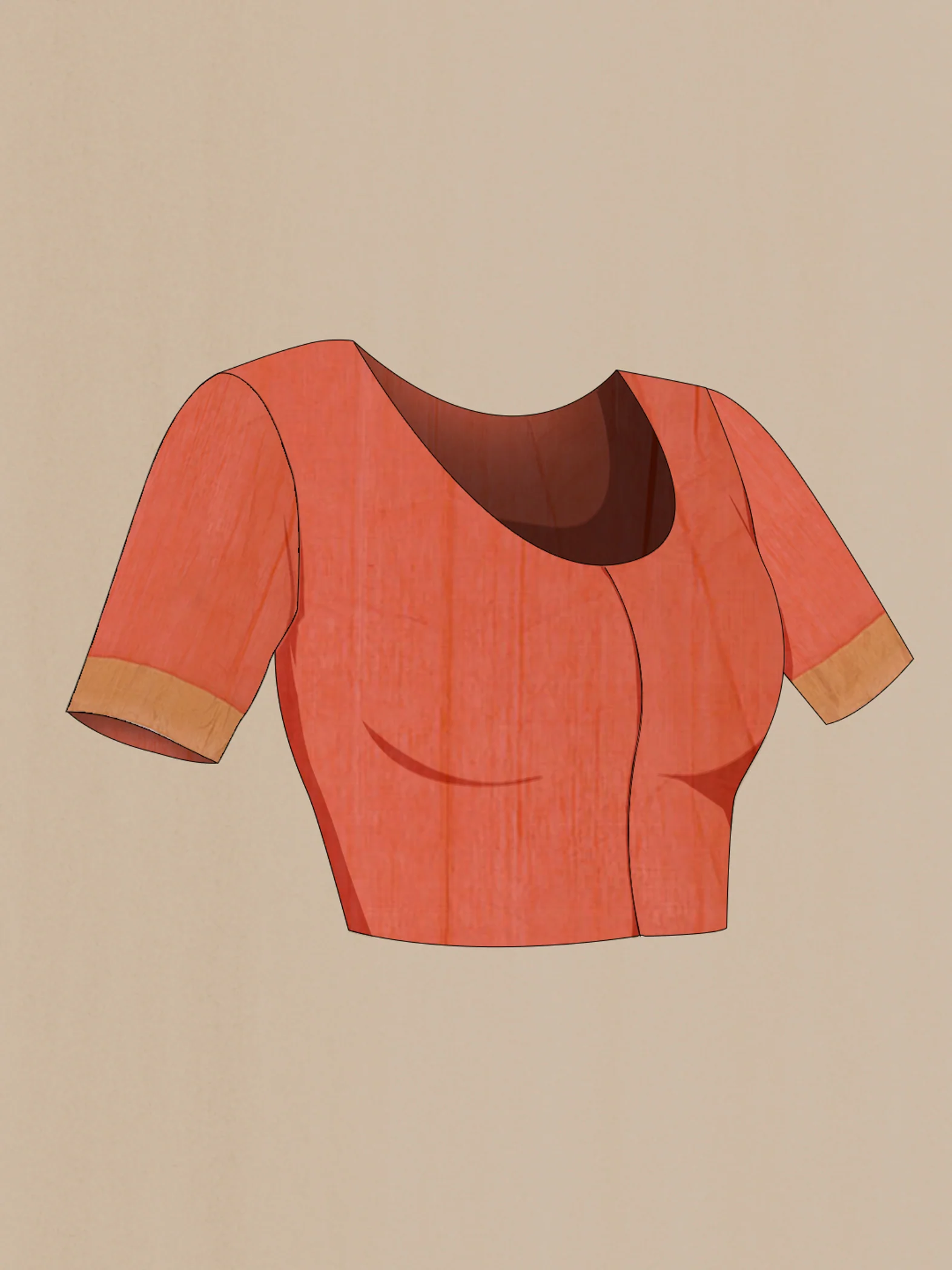 Orange Chanderi Silk Cotton Saree - Image 4
