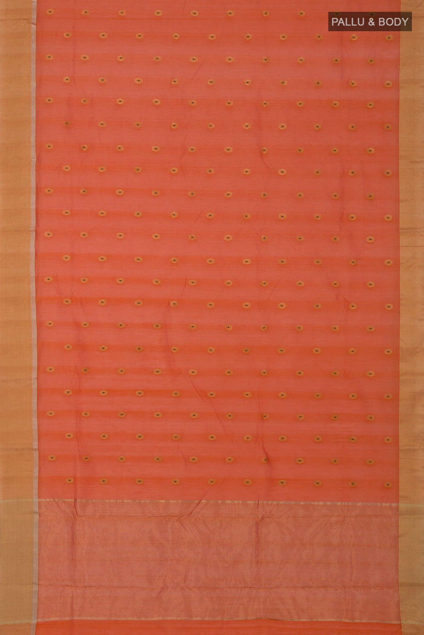 Orange Chanderi Silk Cotton Saree - Image 5