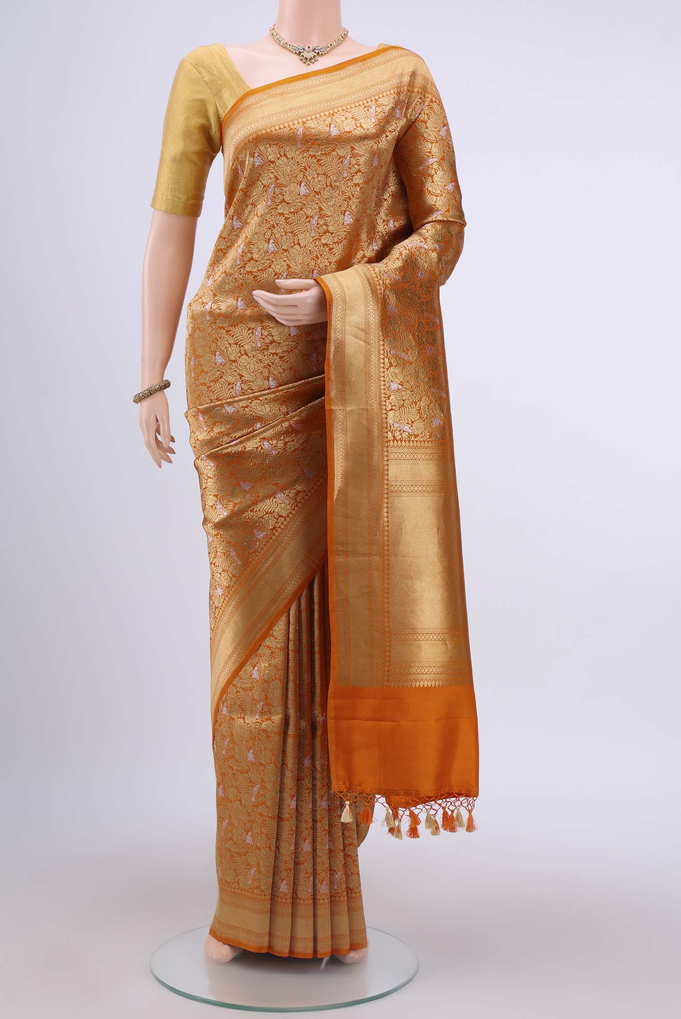 Brick Orange Dual Tone Banarasi Silk Saree