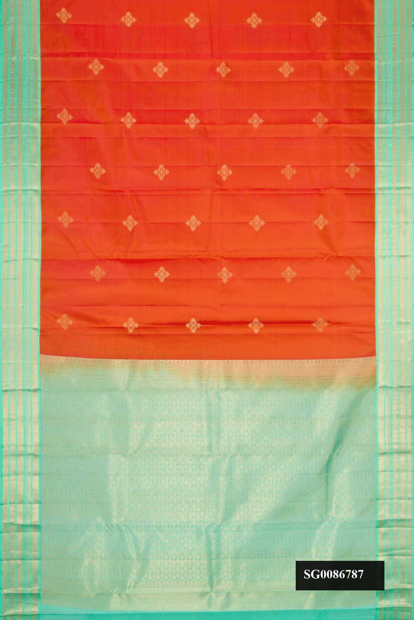 Brick Orange Dual Tone Kanchipuram Silk Saree