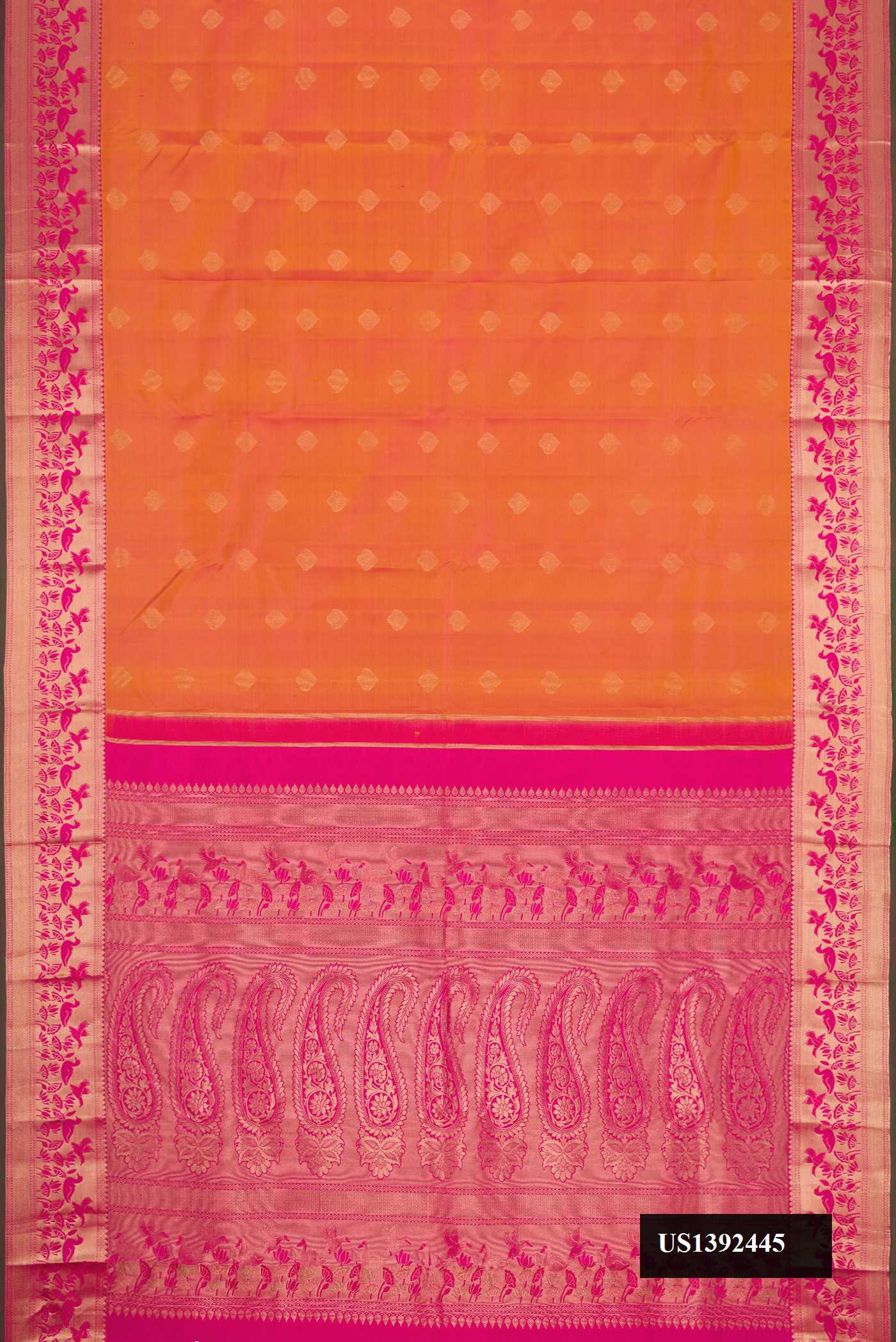 Brick Orange Dual Tone Kanchipuram Silk Saree